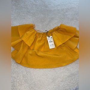 Zara ruffled off the shoulder crop top